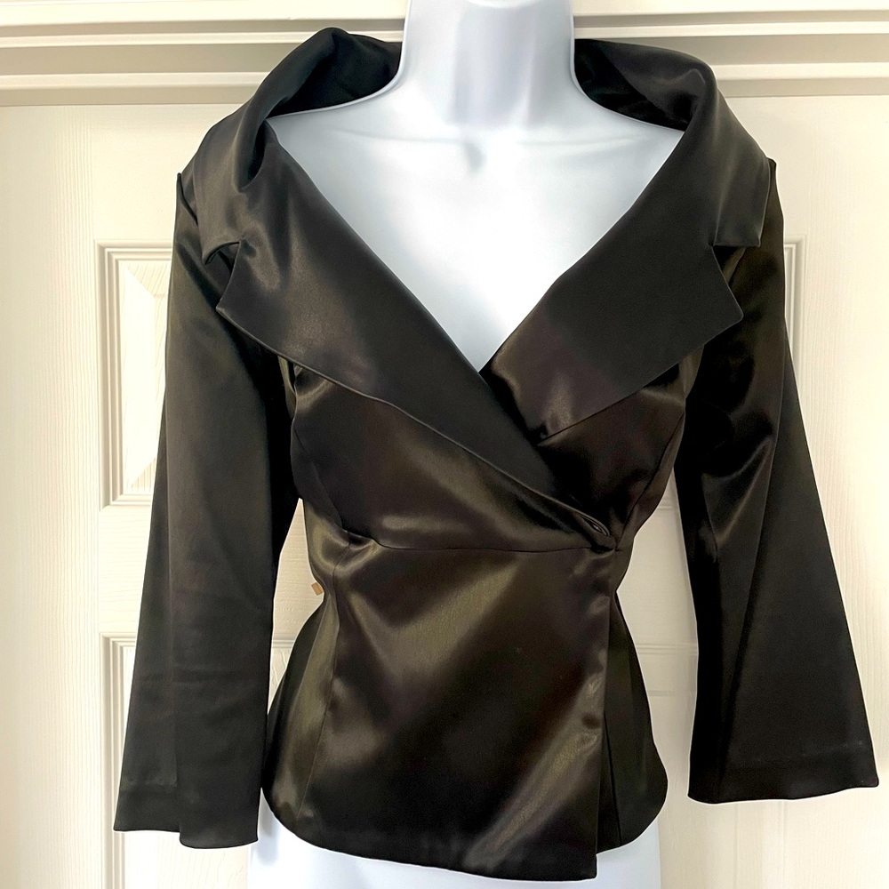 White House Black market Elegant Black Satin Jacket